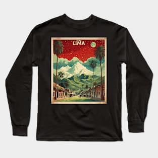 Lima Peru Starry Night Tourism Travel Vintage Poster Long Sleeve T-Shirt